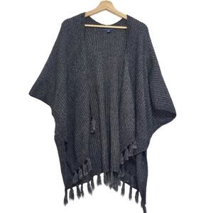 AEO | Fringe Cardigan Poncho Open Front Sweater OS